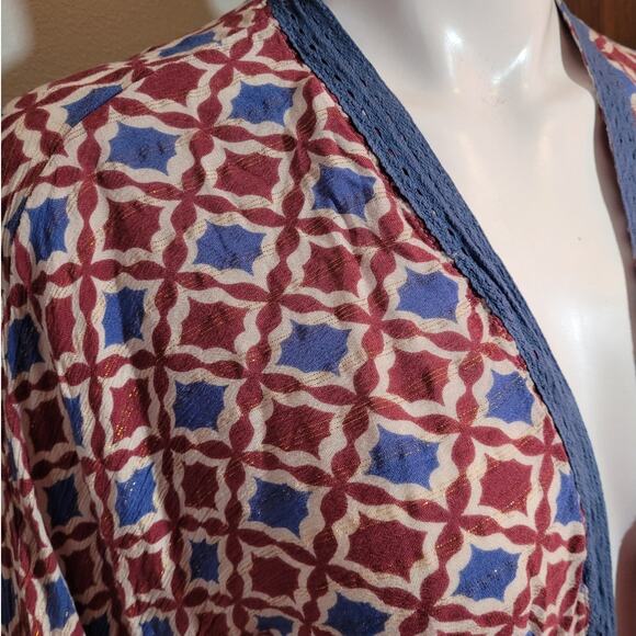 Anthropologie Nalini Kimono Cardigan Boho Floral One Size Loungewear Indie Batik - Picture 8 of 10